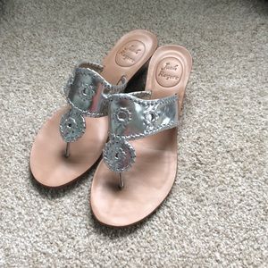 Jack Rogers silver mini wedge sandals